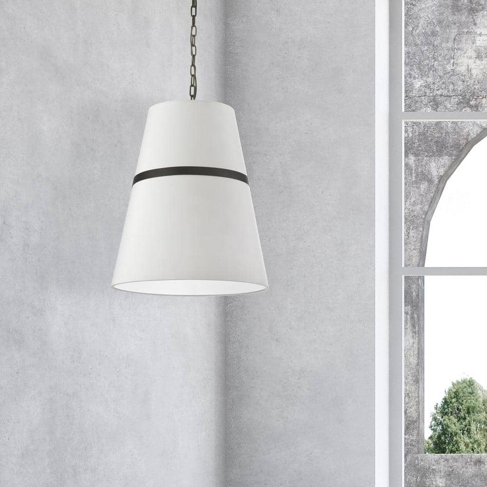 Symphony 18" Matte Black & White Drum Pendant Light