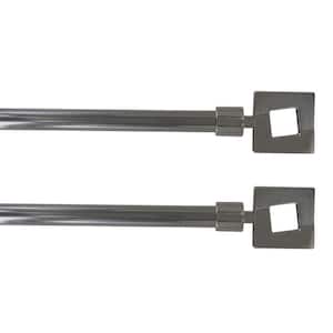 50 in. - 82 in. 2 Adjustable 5/8 in. 2 Single Window Curtain Rods in Graphite with Square Finials