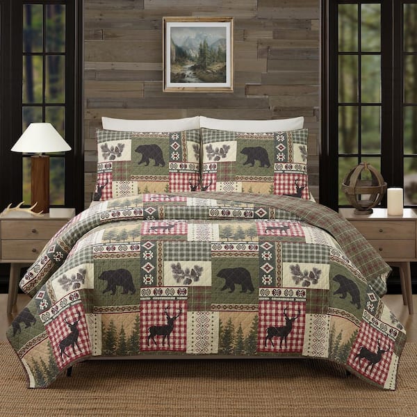 Dorset 2-Piece Green Lodge Cotton Twin Quilt Set