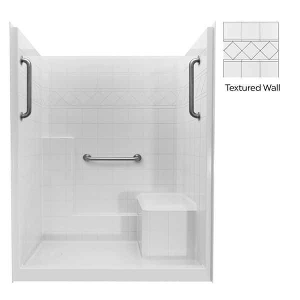 Liberty 60 in. x 36 in. x 77 in. AcrylX 1-Piece Shower Kit with Shower Wall and Shower Pan in White, 3 Chrome Grab Bars
