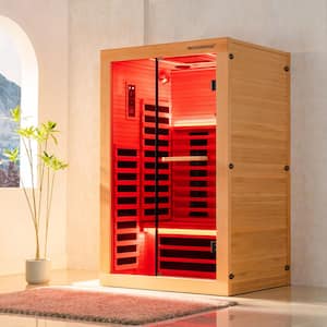 2-Person Indoor Canadian Hemlock Infrared Sauna with Adjustable Temperature