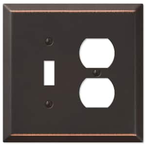 Oversized 2 Gang 1-Toggle and 1-Duplex Steel Wall Plate - Aged Bronze