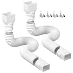 Flexible Rain Gutter Downspout Extension – 20 To 59 Inch Expandable Hose With Connector For Outdoor Drainage (White)