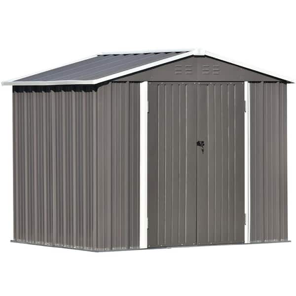 maocao hoom 6 ft. W x 8 ft. D . Metal Outdoor Storage Sheds with Lockable Doors in Gray (48 sq. ft.)