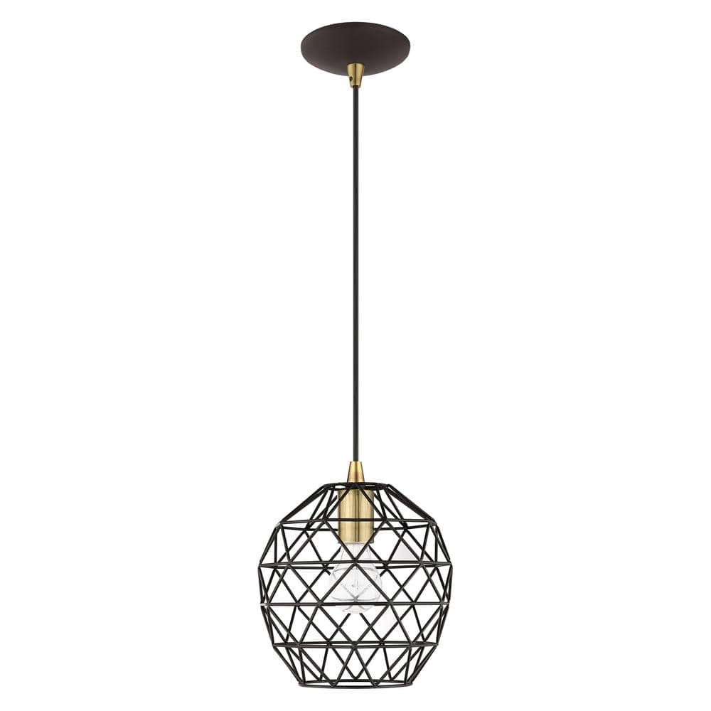 Bronze Geometric Globe Mini Pendant Light with LED