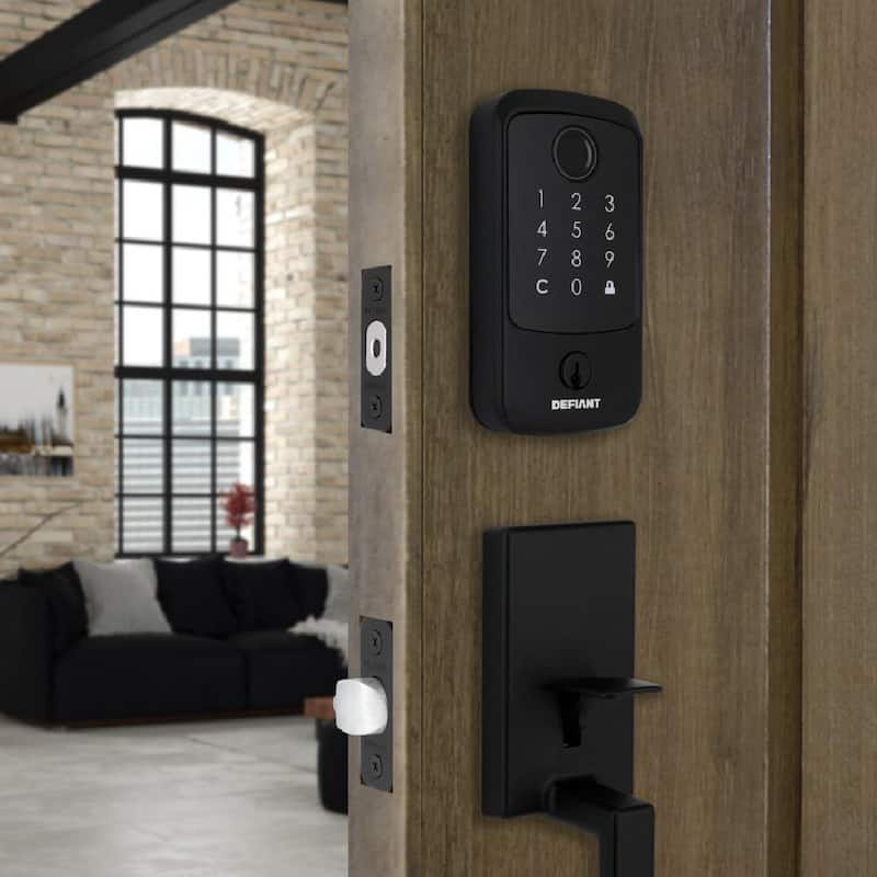 Hubspace Matte Black Square Biometric Fingerprint Electronic Touchpad Deadbolt