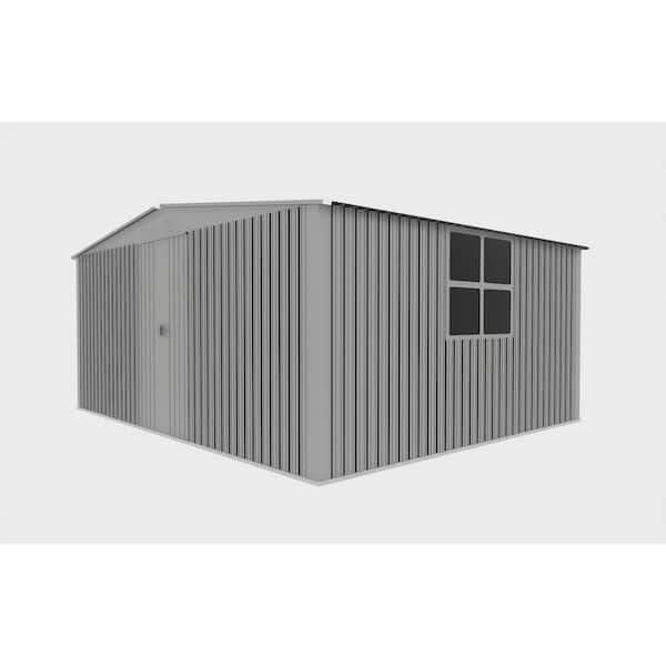 14 ft. x 12 ft. Outdoor Metal Storage Shed-Roof Garden Shed with Sliding Door, Log Storage (168 sq. ft.)