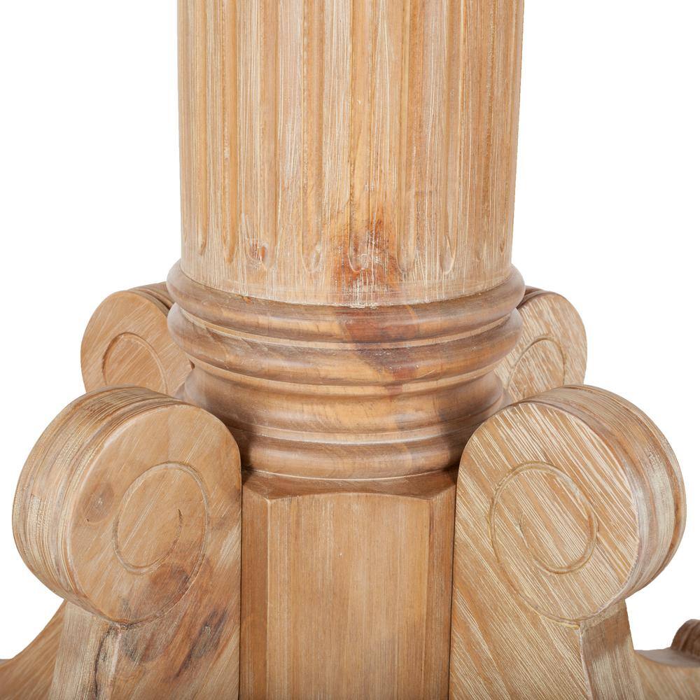 Round Beige Reclaimed Wood Extendable Dining Table