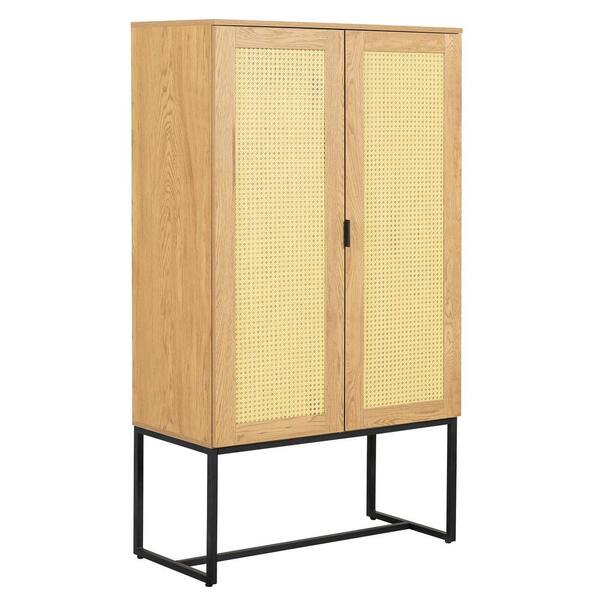 ATHMILE Natural Color 2-Door High Wicker Storage Cabinet GZ-W104036800 ...