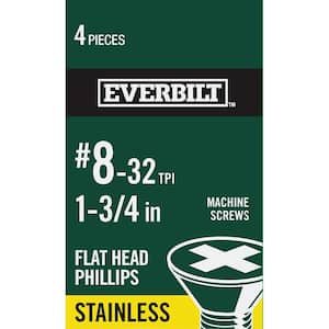 #8-32 x 1-3/4 in. Phillips Flat Head Stainless Steel Machine Screw (4-Pack)