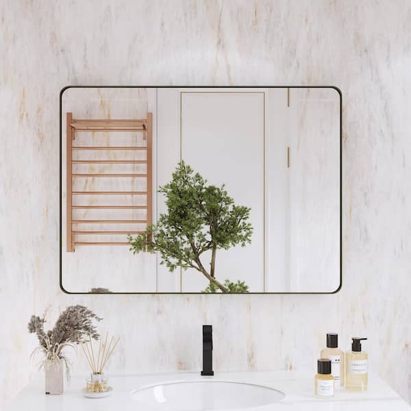 30 in. W x 22 in. H Rectangular Framed Wall Mounted Bathroom Vanity Mirror in Brushed Bronze