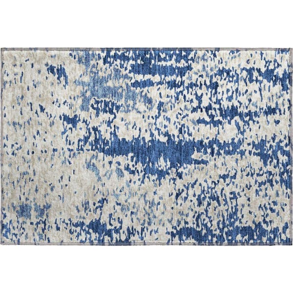 Mayfield Premium Machine Washable Abstract AMF944 Navy 2 ft. x 3 ft. Area Rug