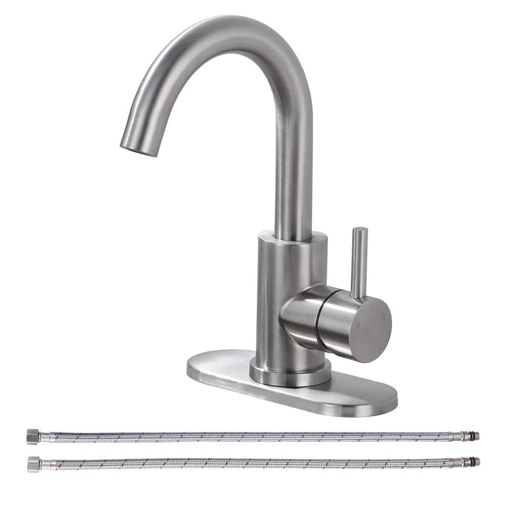 Brushed Nickel Single Handle Stainless Steel Bar Faucet with Swivel Spout
