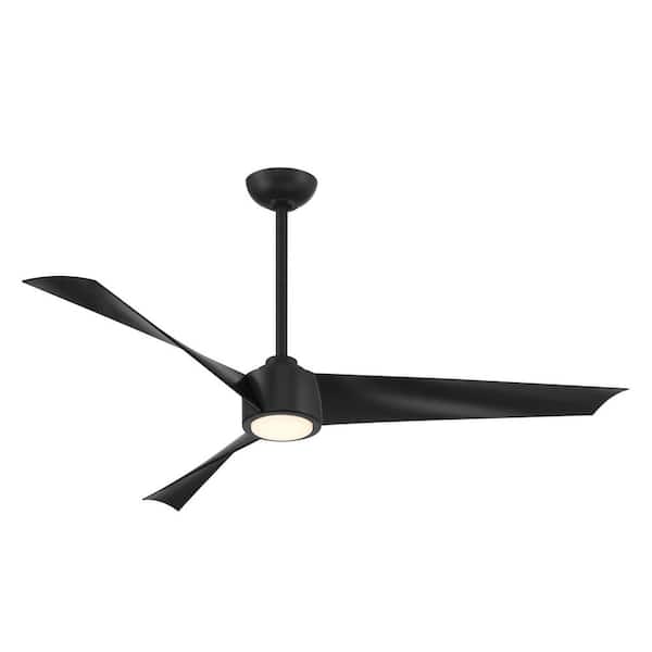 Pike 56 in. Indoor Coal Black Low Profile Ceiling Fan with Integrated LED and Remote Control Included