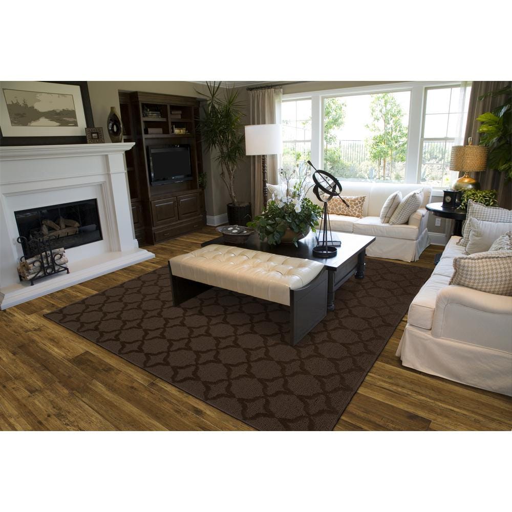 Mocha Trellis 9' x 12' Synthetic Tufted Area Rug