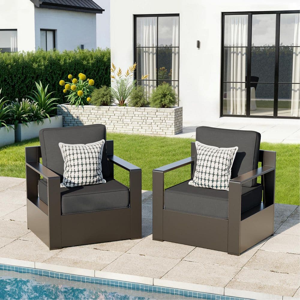 2-Pack Aluminum Outdoor Patio Lounge Chairs with Thick Gray Cushions price history on PriceWatchPro