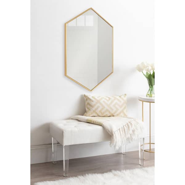 Rhodes 36 in. x 24 in. Classic Hexagon Framed Gold Wall Accent Mirror