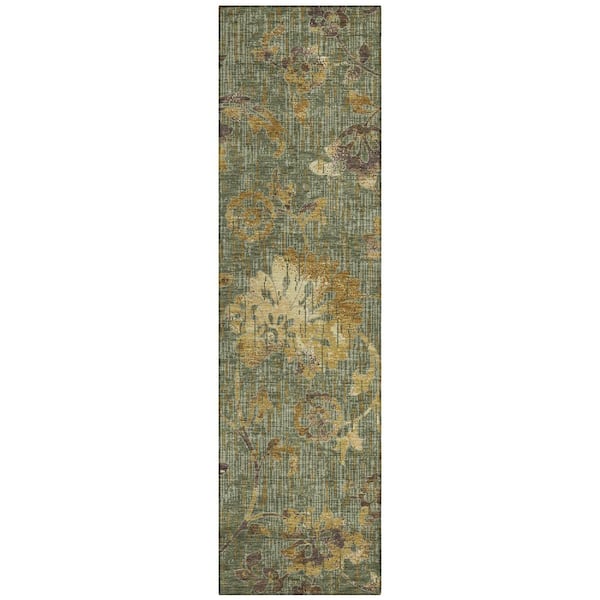 Chantille Machine Washable Indoor/Outdoor Abstract ACN2616 Olive 2 ft. x 7 ft. Runner Rug