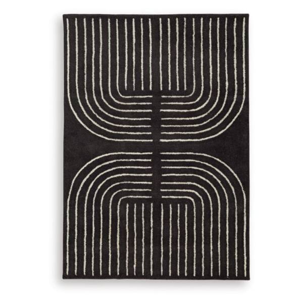 Eldonmore 5 ft. x 7 ft. Black/Beige Geometric Area Rug