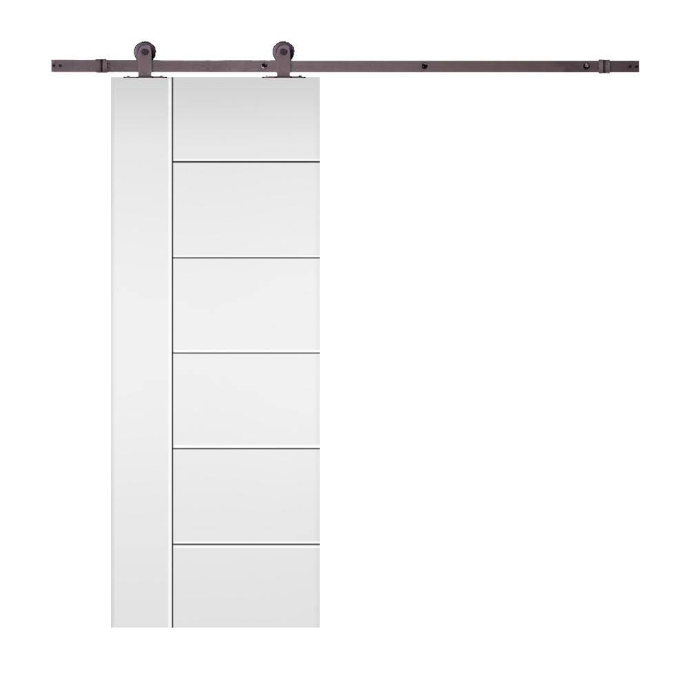24" x 80" Primed Hollow Core Barn Door Kit with Oil Rubbed Bronze Hardware