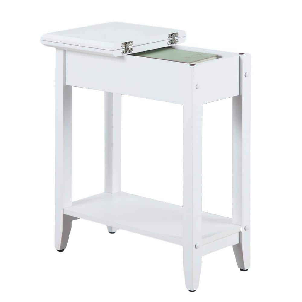 American Heritage White Wooden Flip Top End Table with Storage