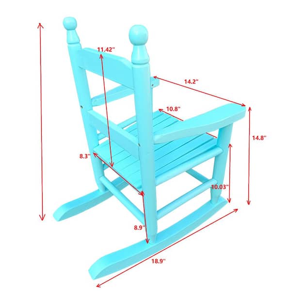 Light Blue Wood Outdoor Rocking Chair for Children Kids Ages 3 to 6