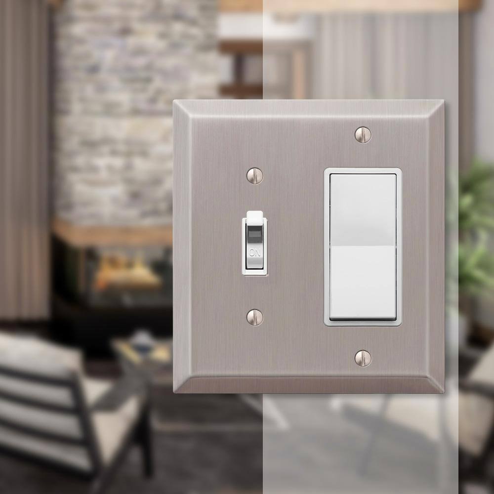 Amerelle Brushed Nickel 2-Gang Steel Toggle Wall Plate