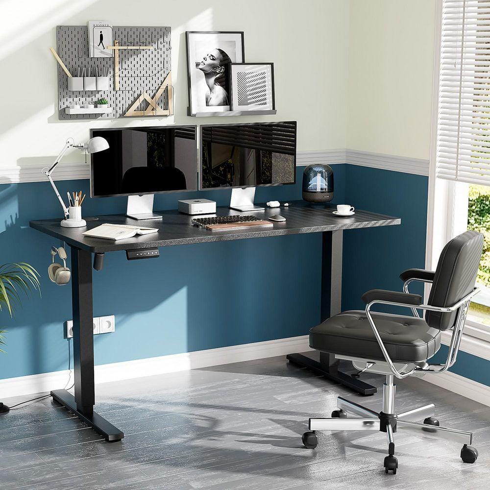 Electric Rising Table WONDER COMFORT 40 x 24 in. Electric Black Adjustable Height Rising ...