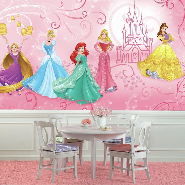 Roommates Disney Princess Castle Peel and Stick Wallpaper, Pink