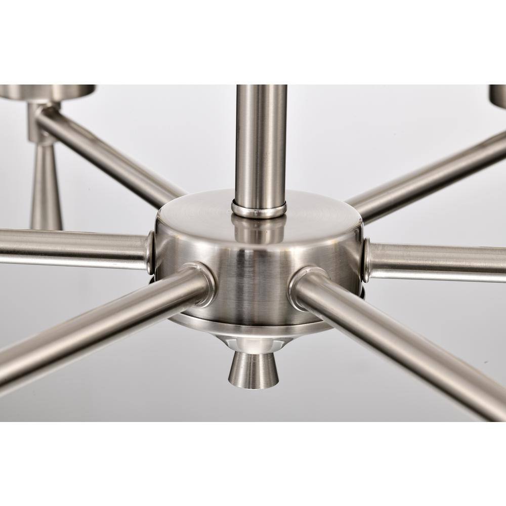 Brushed Nickel 6-Light Modern Chandelier with Clear Cone Glass Shades