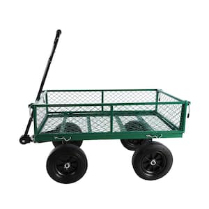 4.86 cu. ft. Green Metal Tools Cart Wagon Cart Garden Cart Trucks