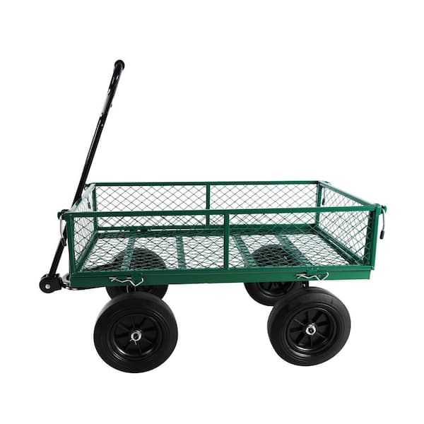 Boosicavelly 4.86 cu. ft. Green Metal Tools Cart Wagon Cart Garden Cart Trucks