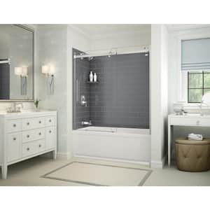 Utile Metro 32 in. x 60 in. x 81 in. Bath and Shower Combo in Thunder Grey, New Town Left Drain, Halo Door Chrome