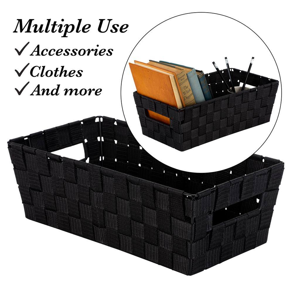 Black Woven Polypropylene Rectangular Storage Bin