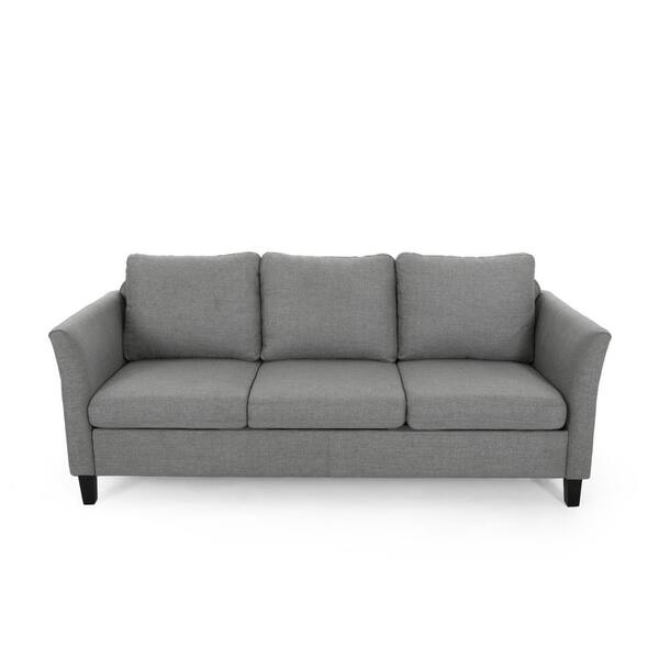 Noble House Clostermen 32.2 in. Grey/Dark Brown Fabric 3-Seater Lawson Sofa with Square Arms