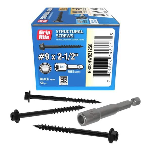 #9 in. x 2-1/2 in. Dual Drive Washer Head Structural Screws 50 per Box