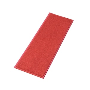 Custom Size Stair Treads Solid Red 10.5 in. x 26 in. Indoor Carpet Stair Tread Cover Slip Resistant Backing (Set of 7)