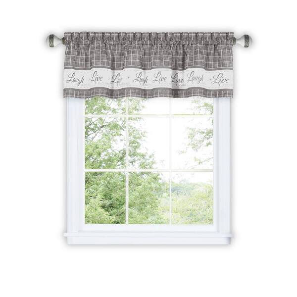 ACHIM Live, Love, Laugh 14 in. L Polyester Window Curtain Valance in Grey