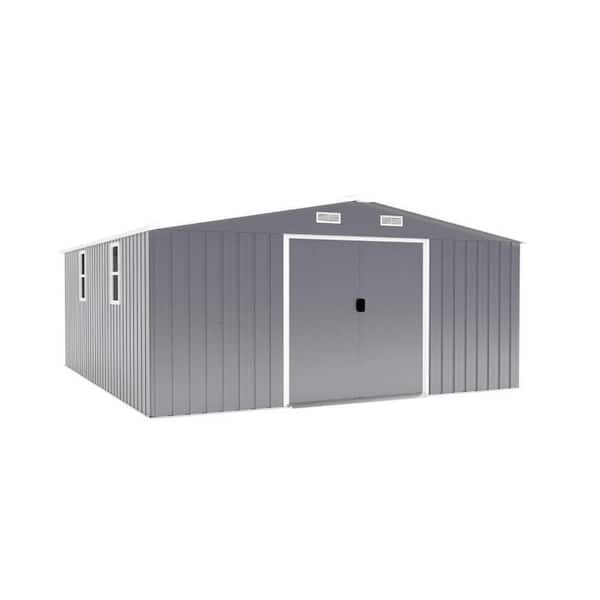 10 ft. W x 12 ft. D Dark Gray Outdoor Metal Shed with 2-Windows, Double Doors (120 sq. ft.)