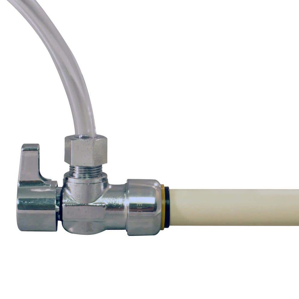 Chrome-Plated Brass Push-to-Connect Angle Stop Valve for Plumbing Fixtures