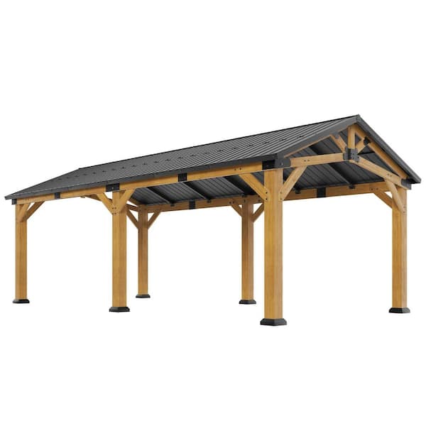 12 ft. W x 24 ft. D x 9.5 ft. Cedar Wood Frame Carport with Steel Roof