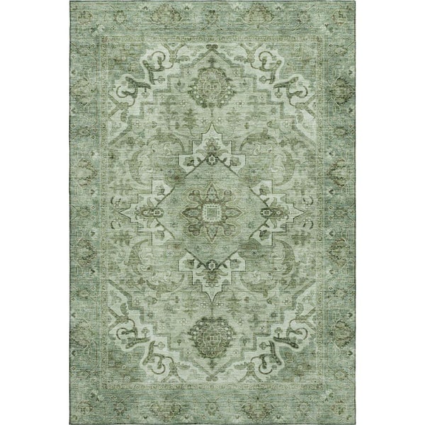 Mayfield Premium Machine Washable Abstract AMF2164 Aloe 10 ft. x 14 ft. Area Rug