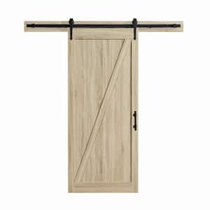 Cornwall 36 in. x 84 in. Textured French Oak Sliding Barn Door with Solid Core and Victorian Soft Close Hardware Kit
