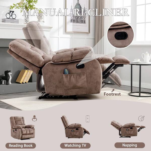 Bestier 39.7 in. W Camel Microfiber Overstuffed Massage