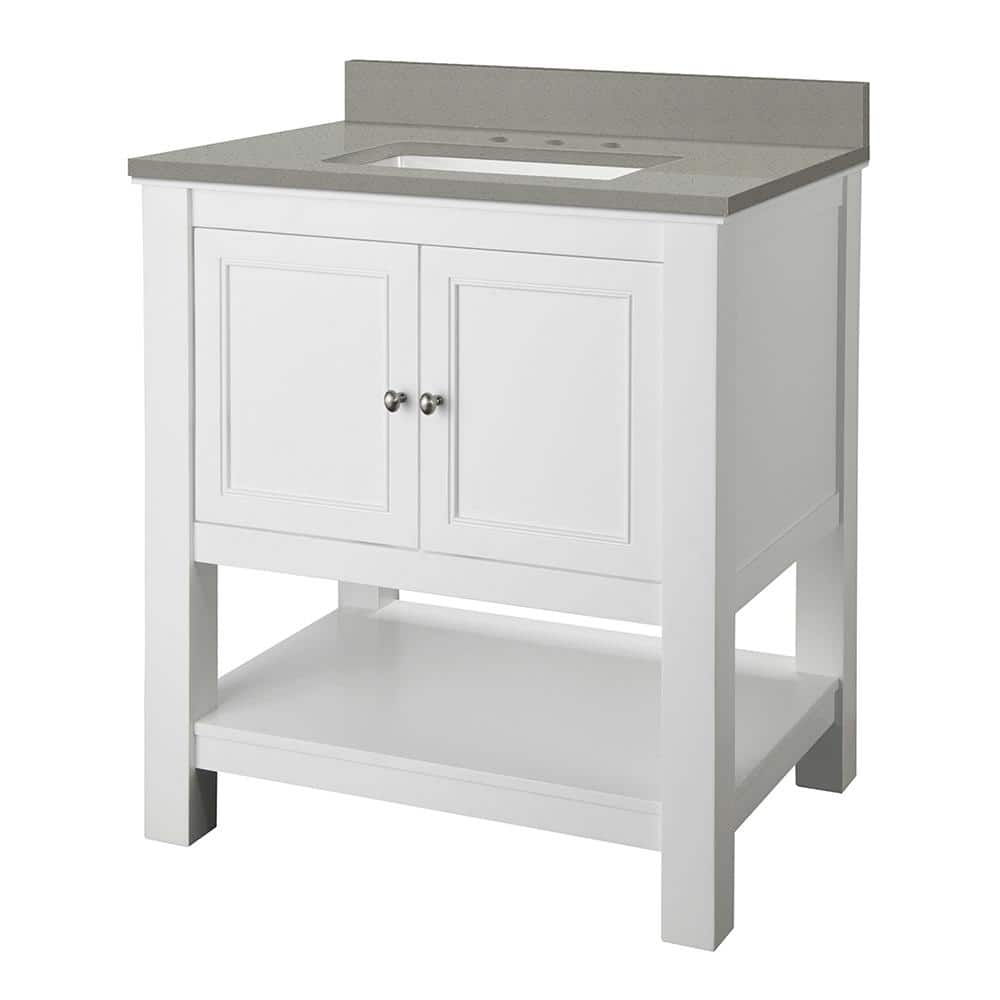 Reviews For Foremost Gazette 31 In W X 22 In D Bath Vanity In White With Engineered Quartz Vanity Top In Sterling Grey With White Basin Gawa3022 Stg The Home Depot