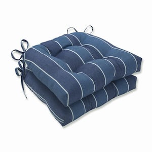 Striped 17.5 x 17 Outdoor Dining Chair Cushion in Blue/White (Set of 2)