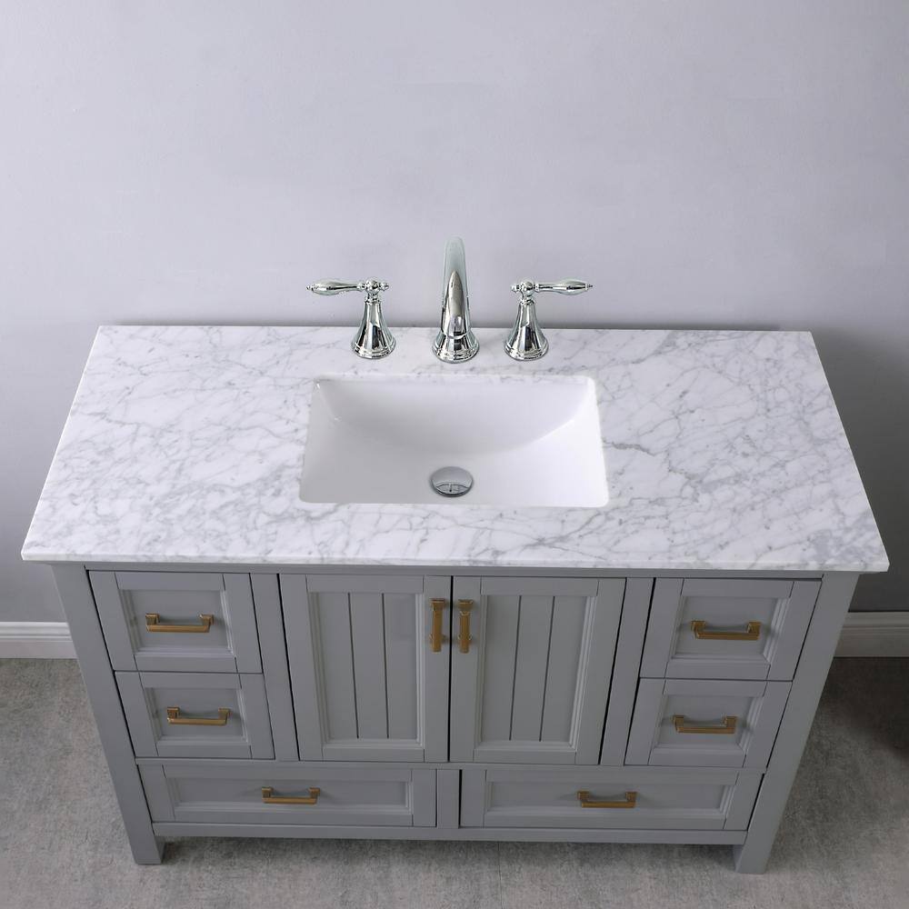 Isla 48" Gray Single Vanity with Marble Countertop