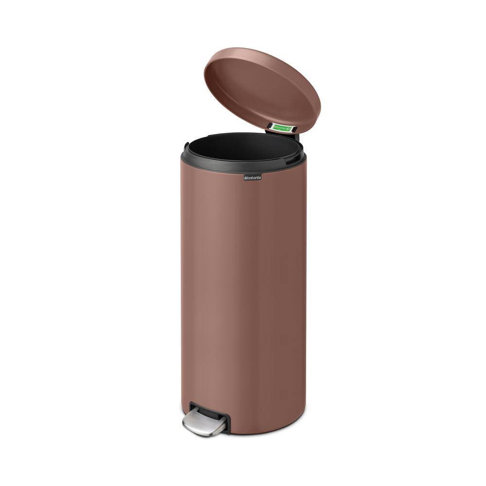 Satin Taupe 8-Gallon Fingerprint Resistant Step-On Trash Can