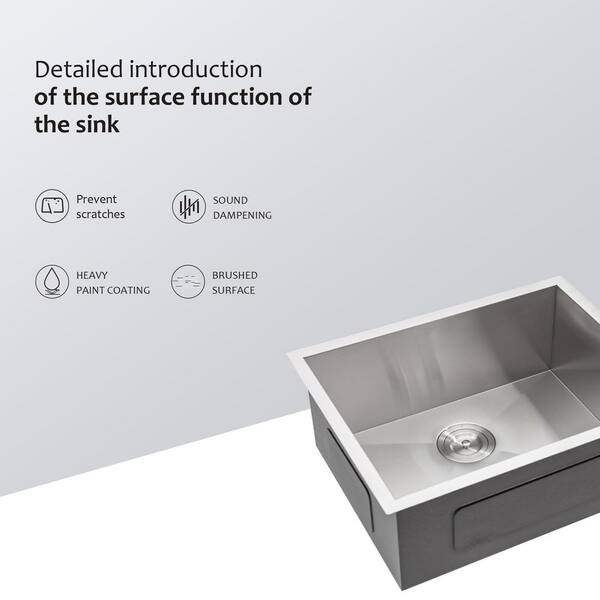 Sarlai 21 in. Undermount Single Bowl 18 Gauge Stainless