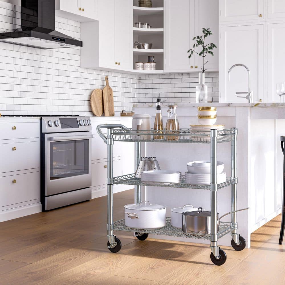 Heavy-Duty UltraZinc Steel Utility Cart with Adjustable Shelves
